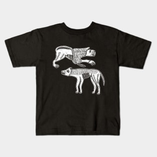 Wolf and Lion Animals from the Gundestrup Cauldron Kids T-Shirt